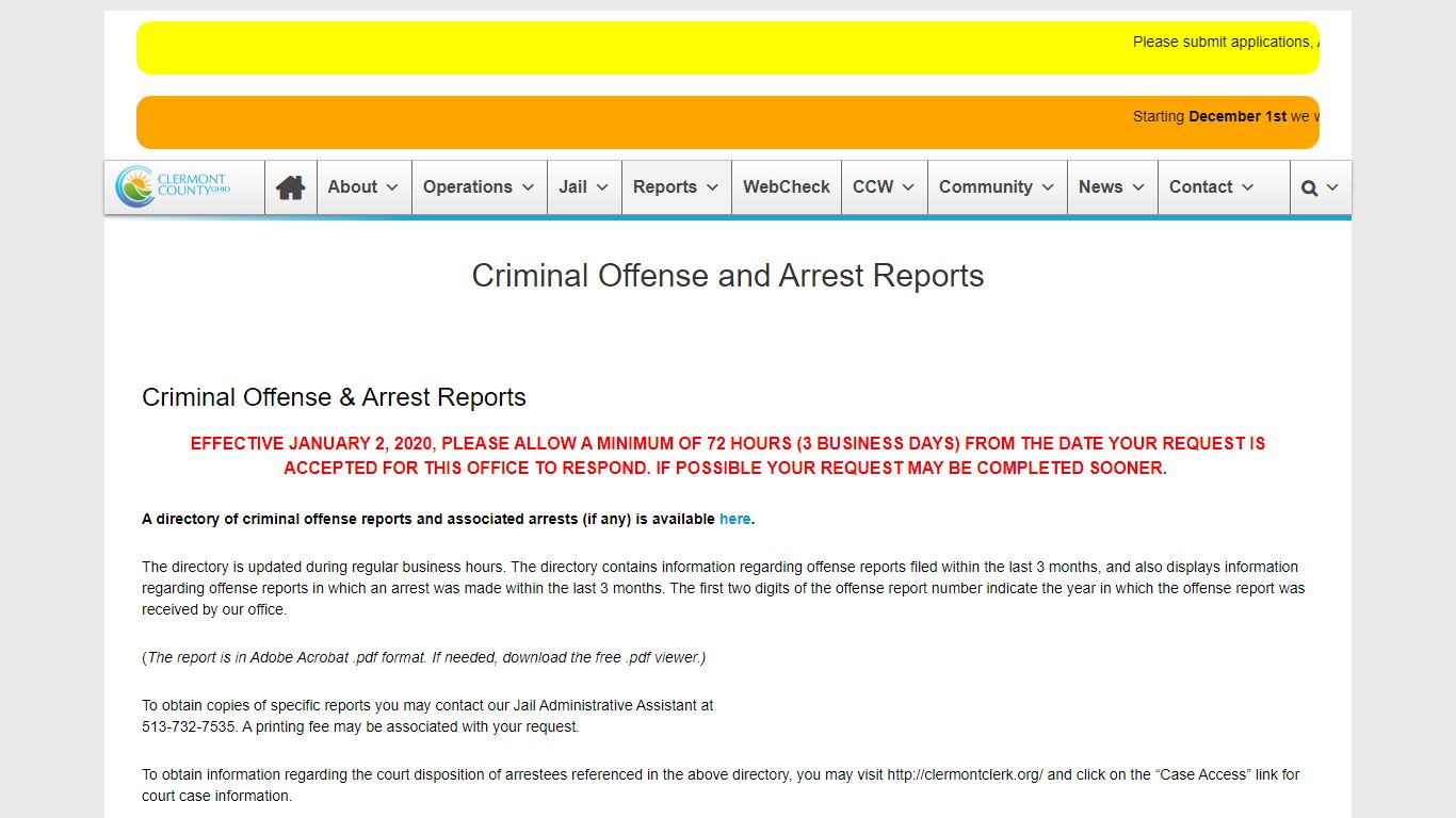 Criminal Offense and Arrest Reports | Clermont County Sheriff